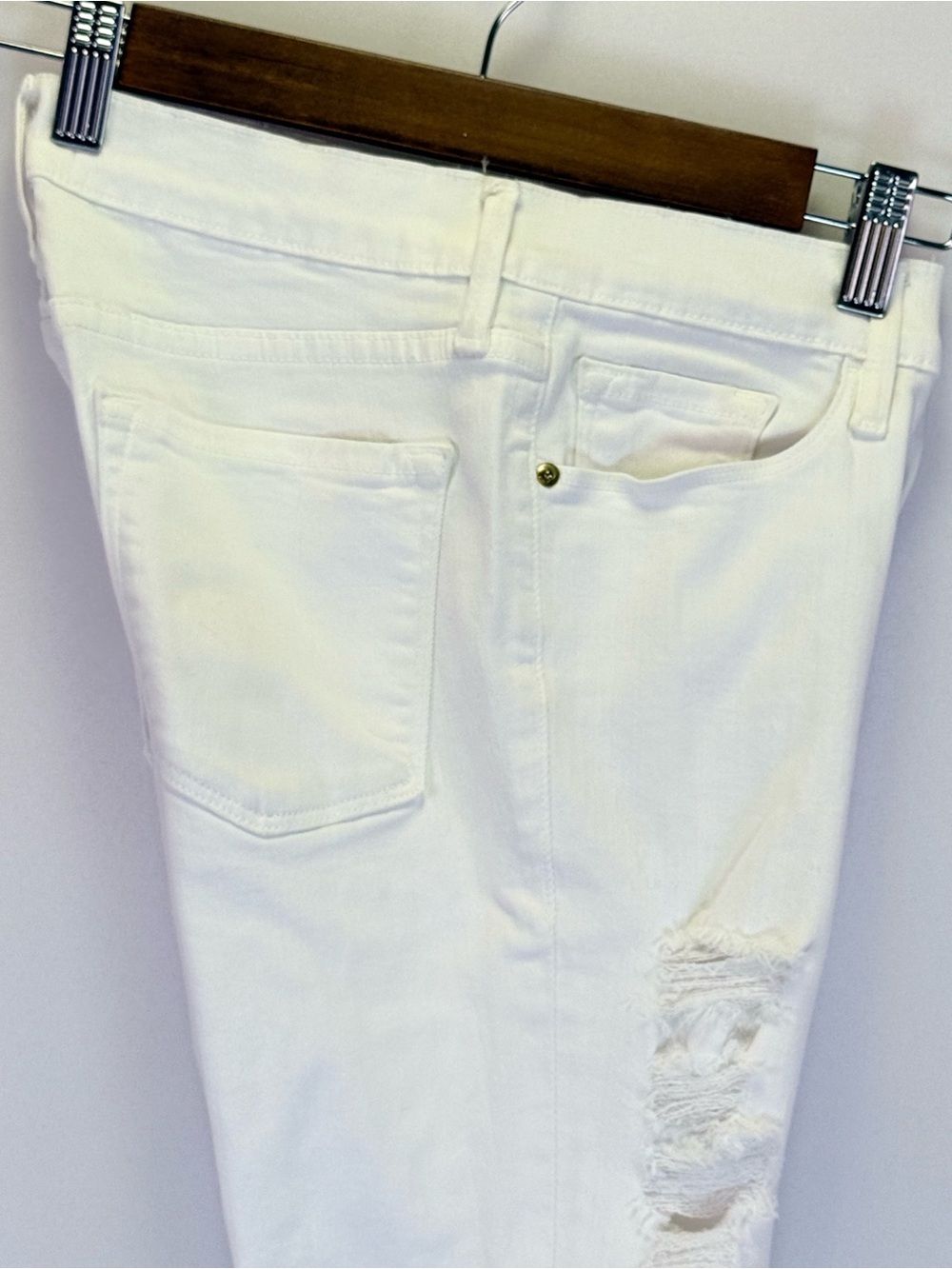 FRAME Denim Le Skinny De Jeanne White Stretch Distressed Jeans Women’s Size 28 - Picture 6 of 10